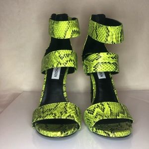 Mira high heels sandals, yellow snake